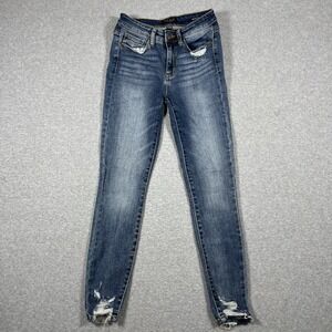 Judy Blue Jeans Womens 3x26 (Fit 26x28) Blue Skinny Fit Cotton Blend Distressed